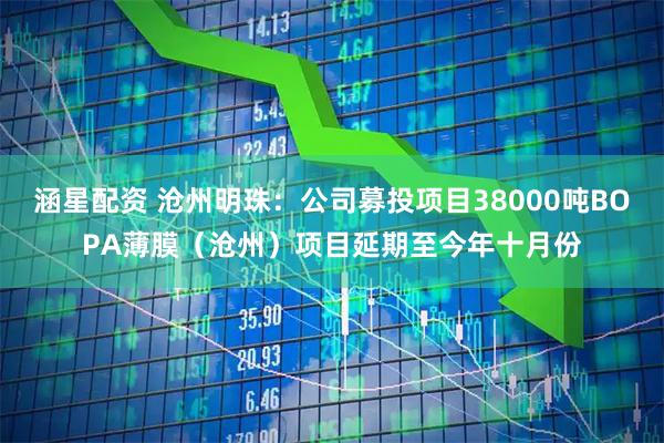 涵星配资 沧州明珠：公司募投项目38000吨BOPA薄膜（沧州）项目延期至今年十月份